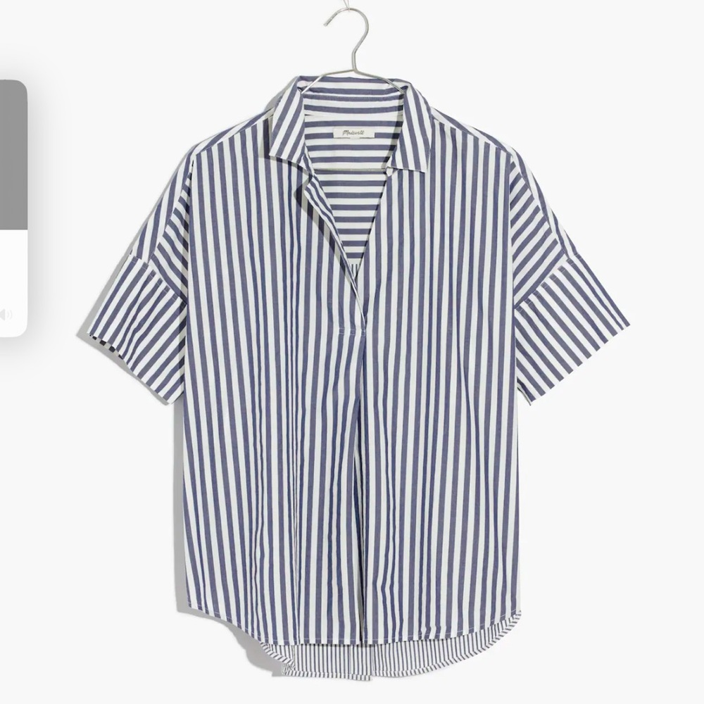 MADEWELL COURIER BUTTON-BACK SHIRT IN STRIPE MIX